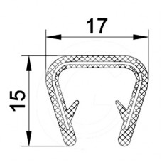 Door seal profile | PVC | black | 15 x 17 mm | per meter